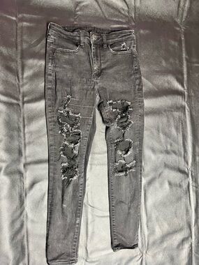 American Eagle Black Distressed Skinny Jeans